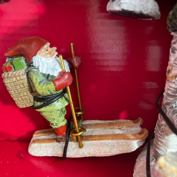 Winter Wonder Lane 6 Pc Fairy Garden Set Christmas Birch Tree House Elves Skiing - Picture 7 of 11